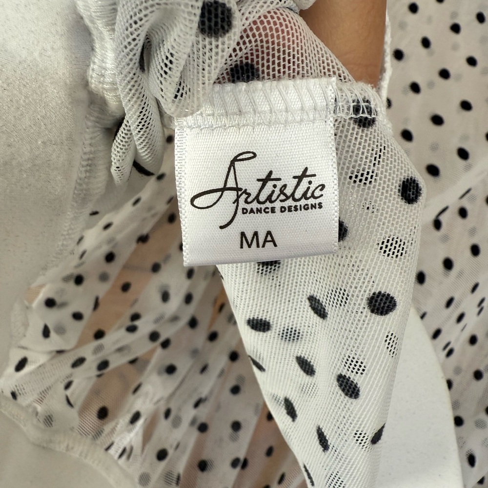 Sheer Polka Dot Crop Top - White and Black - Picture 6 of 8